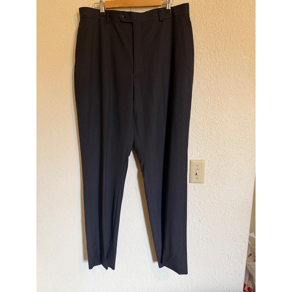 Wilke Rodriguez Men 36x33 Wool Dress Pants Charcoal Grey Flat Front Straight Leg